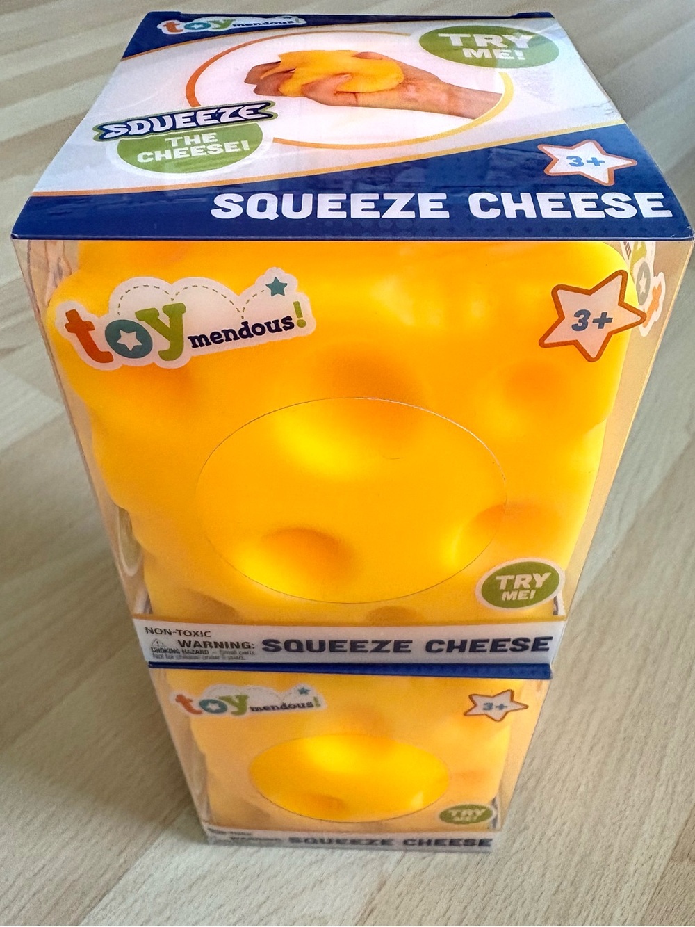 2 Squeeze Cheese Squishy Toys Toymendous Squeezy Sensory Fidget Sunny Days NEW